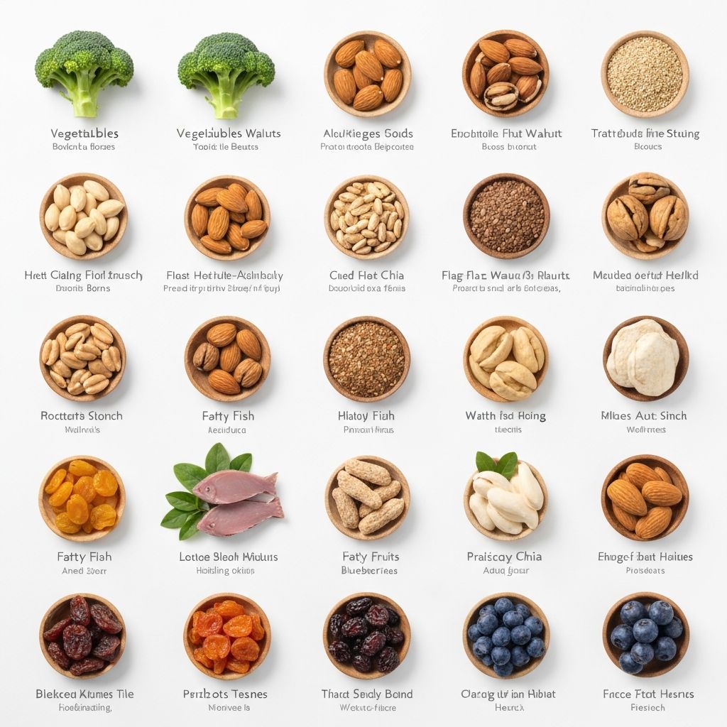 Übersicht von Lebensmitteln und Nährstoffen